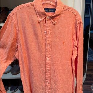 Ralph Lauren Men's Casual Orange Button Down Shirt